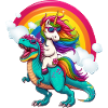 Einhorn reitender Dinosaurier