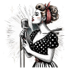 Rockabilly Sängerin Frau Mikrofon Mikro Geschenk