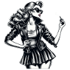 Rockabilly Frau Lederjacke Lippenstift Geschenk