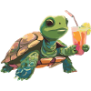 Turtle with drink in hand