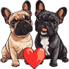 Coppia di cani Bulldog francese innamorati di San Valentino