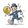 Mono poly Man holding Bitcoin