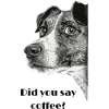 Illustration rolig hund med kaffeordspråk