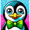 Pinguin mit Fliege Pop Art