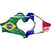 Brazil France Flag Hands Heart Shape Used