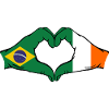 Brazil Ireland Flag Hands Heart Shape