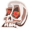 Crâne avec des fleurs d’hibiscus