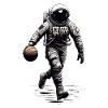 Astronaut playing basketball