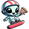 Cute Comic Alien Snowboard Snowboarder