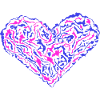 Blue and pink heart.