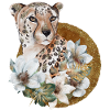 Leopard with gold and flowers