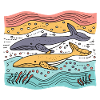 Baleines libres dans la mer