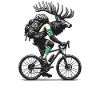 Cycling moose with backpack Camping