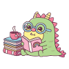 Cute Dragon Reading A Book