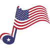 Country-Musik-Note und Spangled-Banner