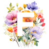 F Monogramm , bunter Blumenstrauss