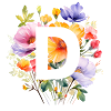 D Monogramm , bunter Blumenstrauss
