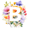 B Monogramm , bunter Blumenstrauss