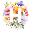 H Monogramm , bunter Blumenstrauss