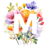 M Monogramm , bunter Blumenstrauss