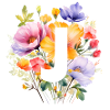 J Monogramm , bunter Blumenstrauss