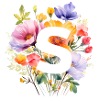 S Monogramm , bunter Blumenstrauss