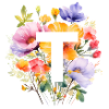 T Monogramm , bunter Blumenstrauss