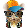 coole Maus mit Basecap,Sonnenbrille und Kopfhörer