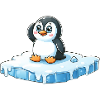 Penguin and melting ice