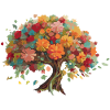 Baum-Bonsai bunt mit Laubblättern