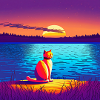 Cat enjoying the sunset