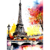 Tour Eiffel en aquarelle automnale