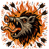 wild boar with arrows