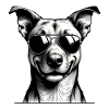 Dog with sunglasses line art