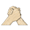 Brüderlicher Handshake Abbildung auf Kleidung