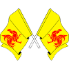 Two flags crossed from Wallonia Belgium