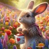 Bunny in the flower garden