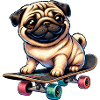Skateboard Pug, Dog Skateboarder