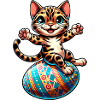 Bengal Cat Dancing Easter Egg