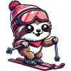 Sloth Skier Winter Vacation Fun