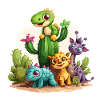 Cute wildlife among cacti