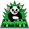 Funny panda play backgammon