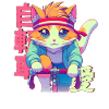 Radfahrender Anime Katze Neko