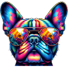 Farbenfrohe Frenchie-Kunst