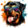 Rottweiler Wearing Sunglasses