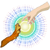 Hundepfote Menschenhand
