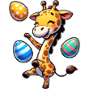 Easter Giraffe, Juggling Easter Eggs