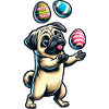 Easter Pug Juggling Eggs, Artist Dog