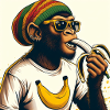 Cool monkey eats banana