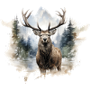 Cerfs aquarelle dans la forêt